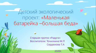 Детский экологический проект "Маленькая батарейка –большая беда".